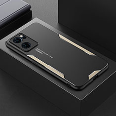 Coque Luxe Aluminum Metal Housse et Bumper Silicone Etui pour Oppo Find X5 Lite 5G Or