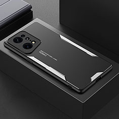 Coque Luxe Aluminum Metal Housse et Bumper Silicone Etui pour Oppo Find X5 Pro 5G Argent