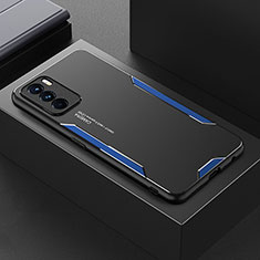 Coque Luxe Aluminum Metal Housse et Bumper Silicone Etui pour Oppo K9 Pro 5G Bleu