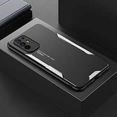 Coque Luxe Aluminum Metal Housse et Bumper Silicone Etui pour Oppo Reno5 Z 5G Argent