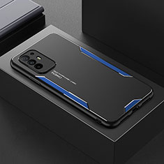 Coque Luxe Aluminum Metal Housse et Bumper Silicone Etui pour Oppo Reno5 Z 5G Bleu