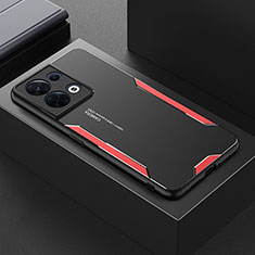 Coque Luxe Aluminum Metal Housse et Bumper Silicone Etui pour Oppo Reno8 5G Rouge