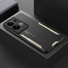 Coque Luxe Aluminum Metal Housse et Bumper Silicone Etui pour Oppo Reno9 Pro+ Plus 5G Or