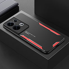 Coque Luxe Aluminum Metal Housse et Bumper Silicone Etui pour Oppo Reno9 Pro+ Plus 5G Rouge