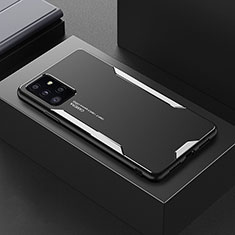 Coque Luxe Aluminum Metal Housse et Bumper Silicone Etui pour Samsung Galaxy A72 4G Argent