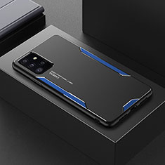 Coque Luxe Aluminum Metal Housse et Bumper Silicone Etui pour Samsung Galaxy A72 4G Bleu
