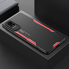 Coque Luxe Aluminum Metal Housse et Bumper Silicone Etui pour Xiaomi Civi 1S 5G Rouge