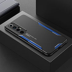 Coque Luxe Aluminum Metal Housse et Bumper Silicone Etui pour Xiaomi Mi 10S 5G Bleu