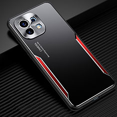 Coque Luxe Aluminum Metal Housse et Bumper Silicone Etui pour Xiaomi Mi 11 Lite 5G Rouge