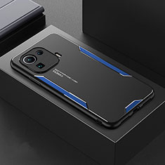 Coque Luxe Aluminum Metal Housse et Bumper Silicone Etui pour Xiaomi Mi 11 Pro 5G Bleu