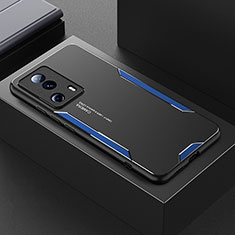 Coque Luxe Aluminum Metal Housse et Bumper Silicone Etui pour Xiaomi Mi 12 Lite NE 5G Bleu