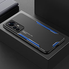 Coque Luxe Aluminum Metal Housse et Bumper Silicone Etui pour Xiaomi Mi 12T Pro 5G Bleu
