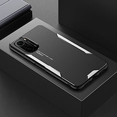Coque Luxe Aluminum Metal Housse et Bumper Silicone Etui pour Xiaomi Poco F3 5G Argent