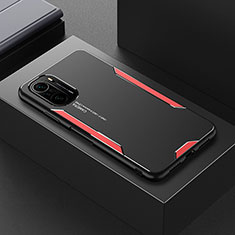 Coque Luxe Aluminum Metal Housse et Bumper Silicone Etui pour Xiaomi Poco F3 5G Rouge