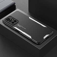 Coque Luxe Aluminum Metal Housse et Bumper Silicone Etui pour Xiaomi Redmi 10 4G Argent