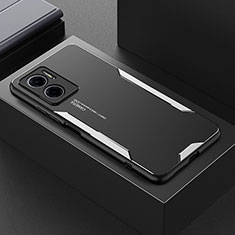 Coque Luxe Aluminum Metal Housse et Bumper Silicone Etui pour Xiaomi Redmi 11 Prime 5G Argent