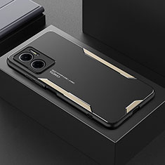 Coque Luxe Aluminum Metal Housse et Bumper Silicone Etui pour Xiaomi Redmi 11 Prime 5G Or