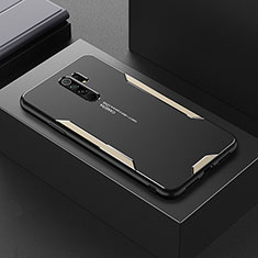 Coque Luxe Aluminum Metal Housse et Bumper Silicone Etui pour Xiaomi Redmi 9 Prime India Or