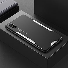 Coque Luxe Aluminum Metal Housse et Bumper Silicone Etui pour Xiaomi Redmi 9i Argent