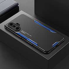 Coque Luxe Aluminum Metal Housse et Bumper Silicone Etui pour Xiaomi Redmi K40 Gaming 5G Bleu