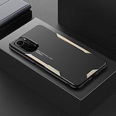 Coque Luxe Aluminum Metal Housse et Bumper Silicone Etui pour Xiaomi Redmi K40 Pro+ Plus 5G Or