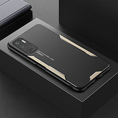 Coque Luxe Aluminum Metal Housse et Bumper Silicone Etui pour Xiaomi Redmi Note 10 5G Or