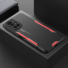 Coque Luxe Aluminum Metal Housse et Bumper Silicone Etui pour Xiaomi Redmi Note 11 4G (2021) Rouge