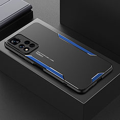 Coque Luxe Aluminum Metal Housse et Bumper Silicone Etui pour Xiaomi Redmi Note 11 Pro+ Plus 5G Bleu