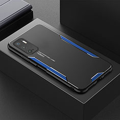 Coque Luxe Aluminum Metal Housse et Bumper Silicone Etui pour Xiaomi Redmi Note 11 SE 5G Bleu