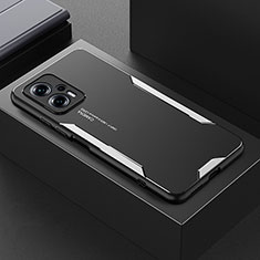 Coque Luxe Aluminum Metal Housse et Bumper Silicone Etui pour Xiaomi Redmi Note 12T Pro 5G Argent