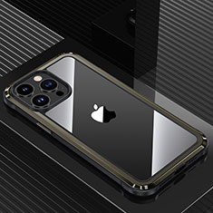 Coque Luxe Aluminum Metal Housse et Bumper Silicone Etui QC1 pour Apple iPhone 14 Pro Max Noir