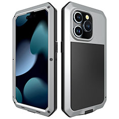 Coque Luxe Aluminum Metal Housse Etui 360 Degres HJ1 pour Apple iPhone 13 Pro Max Argent