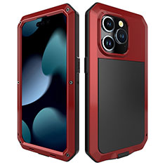 Coque Luxe Aluminum Metal Housse Etui 360 Degres HJ1 pour Apple iPhone 14 Pro Max Rouge