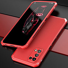 Coque Luxe Aluminum Metal Housse Etui 360 Degres M01 pour Oppo Find X3 Lite 5G Rouge