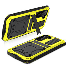 Coque Luxe Aluminum Metal Housse Etui 360 Degres M01 pour Samsung Galaxy S22 5G Jaune