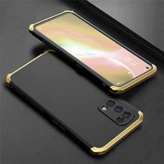 Coque Luxe Aluminum Metal Housse Etui 360 Degres M02 pour Oppo Reno5 5G Or et Noir