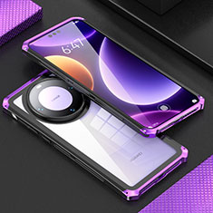 Coque Luxe Aluminum Metal Housse Etui 360 Degres P01 pour Huawei Mate 60 Pro Violet