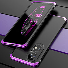 Coque Luxe Aluminum Metal Housse Etui 360 Degres P01 pour Huawei P50 Pro Violet