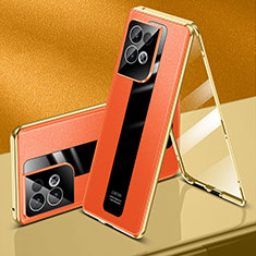 Coque Luxe Aluminum Metal Housse Etui 360 Degres P01 pour Oppo Reno8 5G Orange