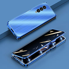 Coque Luxe Aluminum Metal Housse Etui 360 Degres P01 pour Samsung Galaxy Z Fold3 5G Bleu