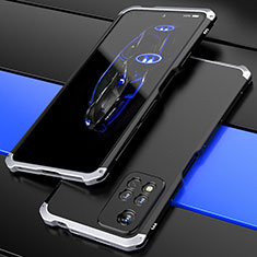 Coque Luxe Aluminum Metal Housse Etui 360 Degres P01 pour Xiaomi Mi 11i 5G (2022) Argent et Noir