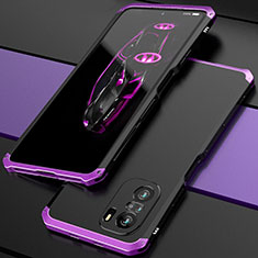 Coque Luxe Aluminum Metal Housse Etui 360 Degres P01 pour Xiaomi Mi 11X Pro 5G Violet