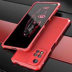 Coque Luxe Aluminum Metal Housse Etui 360 Degres P01 pour Xiaomi Poco X4 NFC Rouge