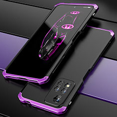 Coque Luxe Aluminum Metal Housse Etui 360 Degres P01 pour Xiaomi Poco X4 NFC Violet
