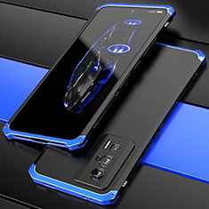 Coque Luxe Aluminum Metal Housse Etui 360 Degres P01 pour Xiaomi Redmi K60 Pro 5G Bleu et Noir