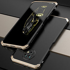 Coque Luxe Aluminum Metal Housse Etui 360 Degres P01 pour Xiaomi Redmi Note 9 5G Or et Noir