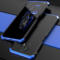 Coque Luxe Aluminum Metal Housse Etui 360 Degres P01 pour Xiaomi Redmi Note 9T 5G Bleu et Noir