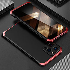 Coque Luxe Aluminum Metal Housse Etui 360 Degres pour Apple iPhone 16 Pro Max Rouge et Noir