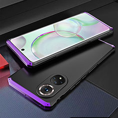 Coque Luxe Aluminum Metal Housse Etui 360 Degres pour Huawei Honor 50 5G Violet