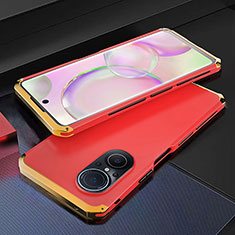 Coque Luxe Aluminum Metal Housse Etui 360 Degres pour Huawei Honor 50 SE 5G Or et Rouge